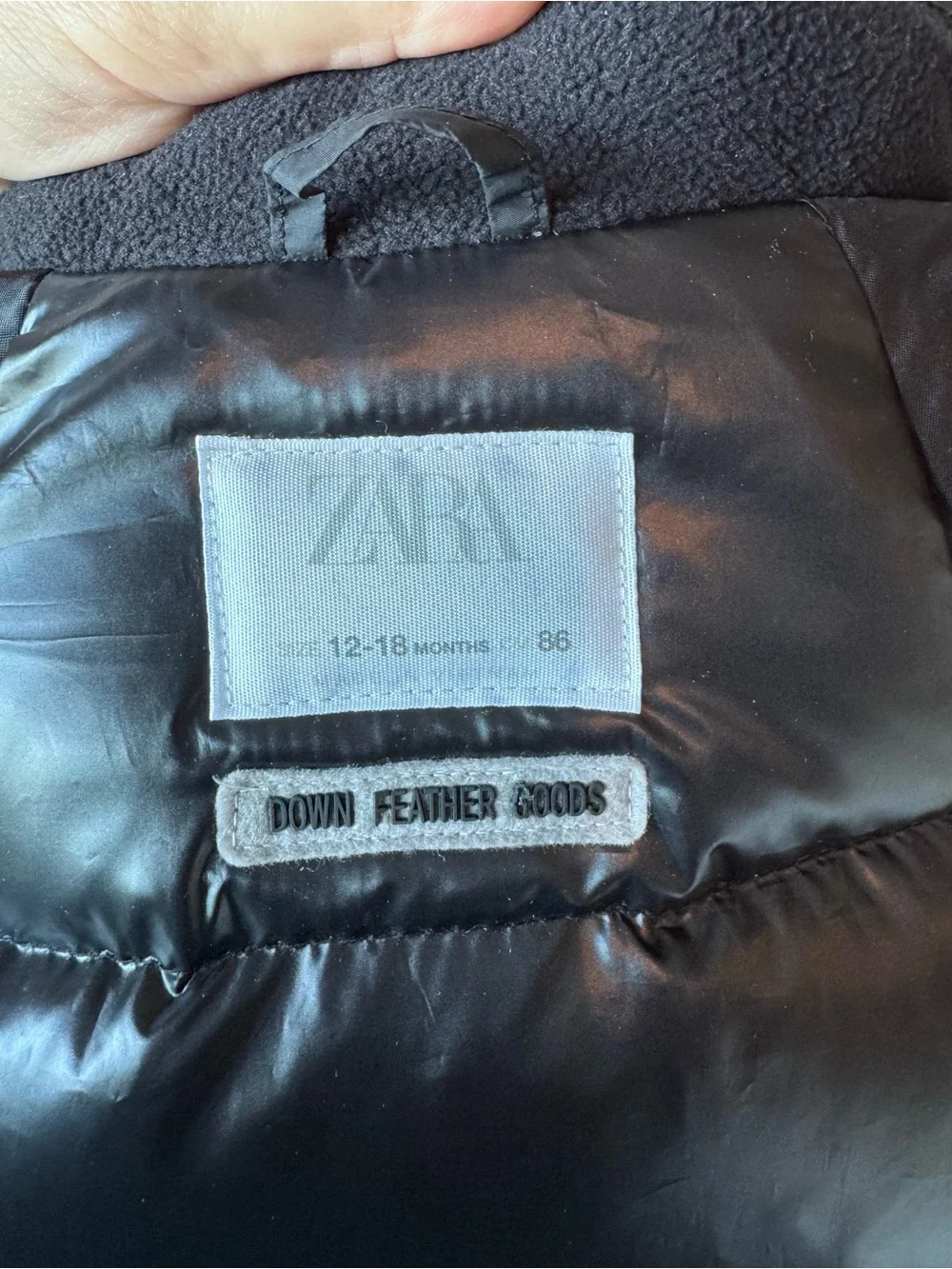 Zara Baby Down Feather Faux Fur Hooded Puffer‎ Jacket Winter Coat 12-18 Months